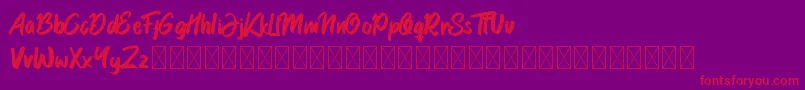 フォントGarlobrush – 紫の背景に赤い文字