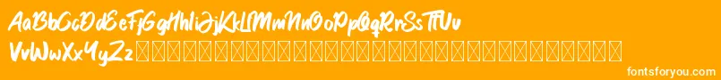 Garlobrush-Schriftart – Weiße Schriften auf orangefarbenem Hintergrund