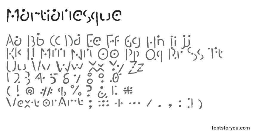 Czcionka Martianesque – alfabet, cyfry, specjalne znaki