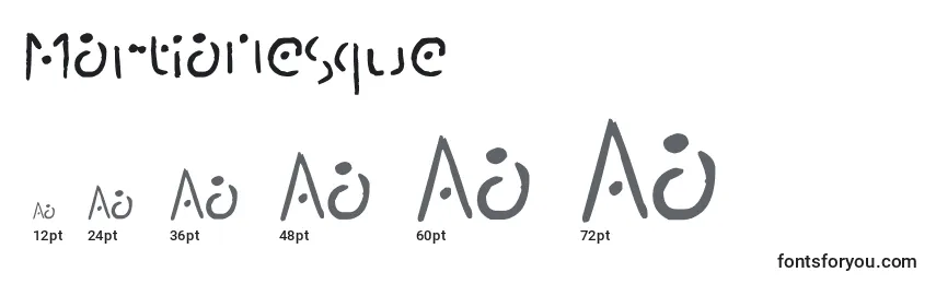 Размеры шрифта Martianesque