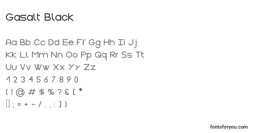 Schriftart Gasalt Black – Alphabet, Zahlen, spezielle Symbole