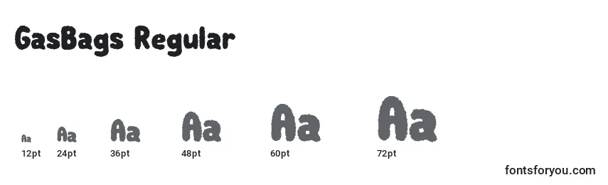 Размеры шрифта GasBags Regular