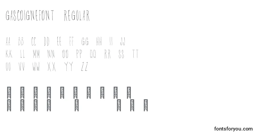 Schriftart GascoigneFont Regular – Alphabet, Zahlen, spezielle Symbole