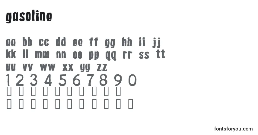 A fonte Gasoline (127738) – alfabeto, números, caracteres especiais