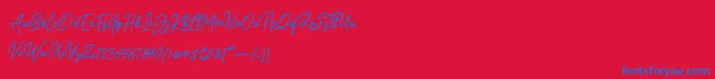 Gasterye Bold-Schriftart – Blaue Schriften auf rotem Hintergrund