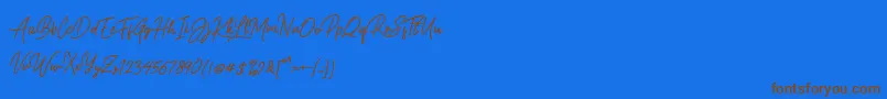 Gasterye Bold-Schriftart – Braune Schriften auf blauem Hintergrund