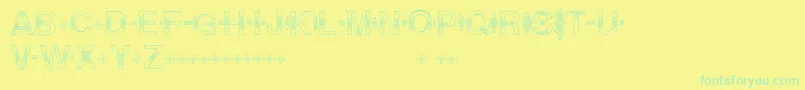Helveticialien-Schriftart – Grüne Schriften auf gelbem Hintergrund