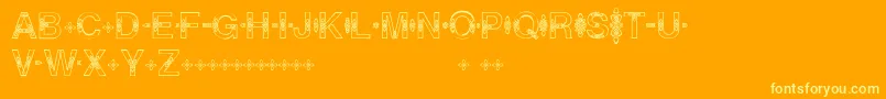 Helveticialien-Schriftart – Gelbe Schriften auf orangefarbenem Hintergrund