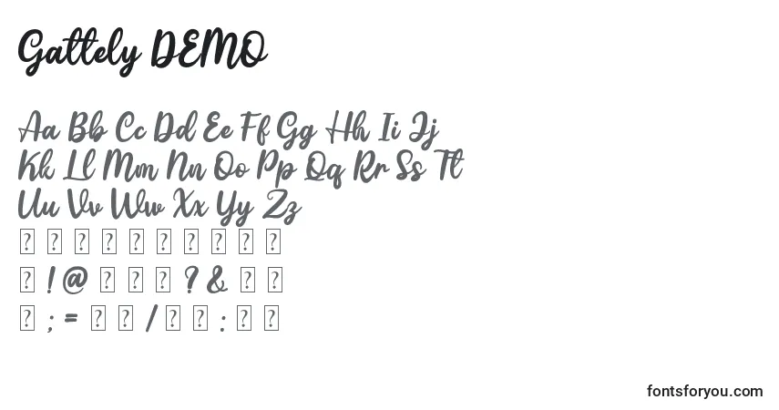 Gattely DEMO (127741) Font – alphabet, numbers, special characters