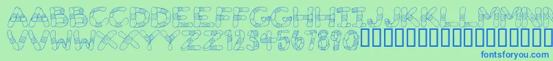 Gauze Strips-fontti – siniset fontit vihreällä taustalla