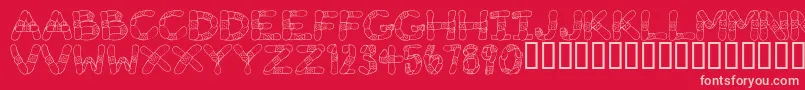 Gauze Strips Font – Pink Fonts on Red Background