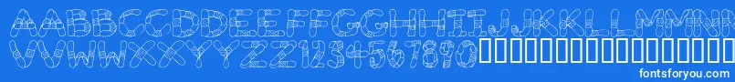 Gauze Strips Font – White Fonts on Blue Background