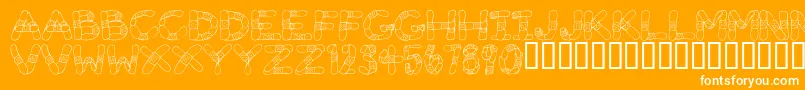 Gauze Strips-Schriftart – Weiße Schriften auf orangefarbenem Hintergrund