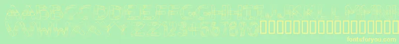 フォントGauze Strips – 黄色の文字が緑の背景にあります