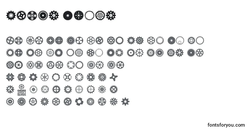 Schriftart Gears Icons – Alphabet, Zahlen, spezielle Symbole