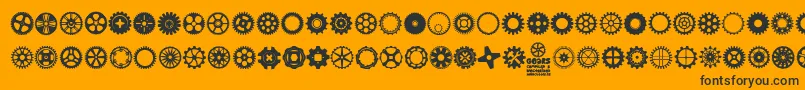 Gears Icons-fontti – mustat fontit oranssilla taustalla