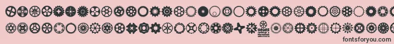 Gears Icons-fontti – mustat fontit vaaleanpunaisella taustalla