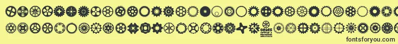 Gears Icons Font – Black Fonts on Yellow Background