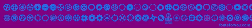 Fonte Gears Icons – fontes azuis em um fundo violeta