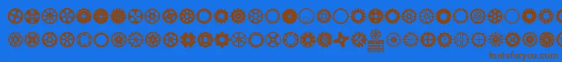 Czcionka Gears Icons – brązowe czcionki na niebieskim tle