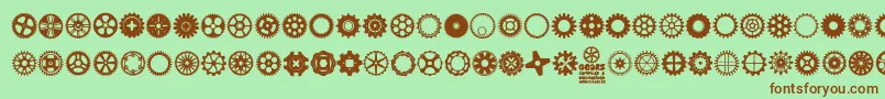 Czcionka Gears Icons – brązowe czcionki na zielonym tle