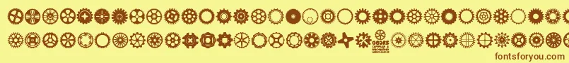 Gears Icons Font – Brown Fonts on Yellow Background