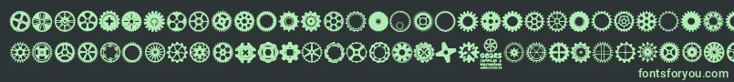 Czcionka Gears Icons – zielone czcionki na czarnym tle