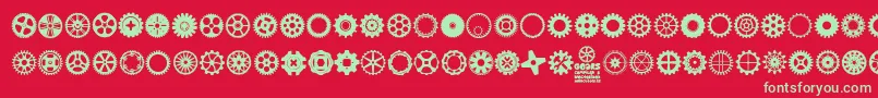 Fonte Gears Icons – fontes verdes em um fundo vermelho