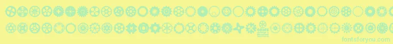 Fonte Gears Icons – fontes verdes em um fundo amarelo