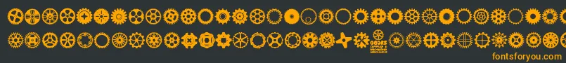 Gears Icons-Schriftart – Orangefarbene Schriften auf schwarzem Hintergrund