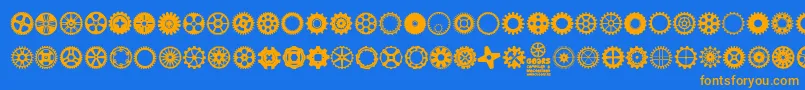 fuente Gears Icons – Fuentes Naranjas Sobre Fondo Azul