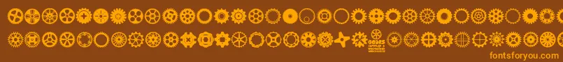 Czcionka Gears Icons – pomarańczowe czcionki na brązowym tle