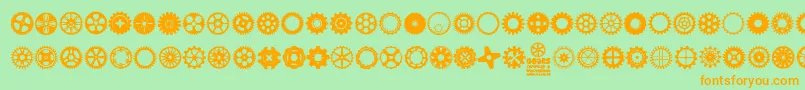 Gears Icons Font – Orange Fonts on Green Background