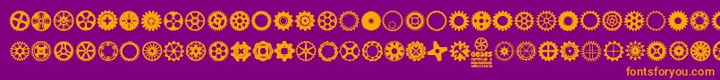 Fonte Gears Icons – fontes laranjas em um fundo violeta