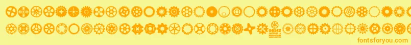 fuente Gears Icons – Fuentes Naranjas Sobre Fondo Amarillo