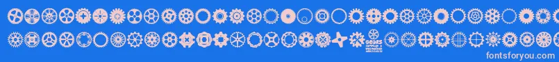 Czcionka Gears Icons – różowe czcionki na niebieskim tle