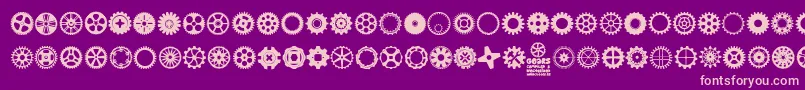 Gears Icons-fontti – vaaleanpunaiset fontit violetilla taustalla