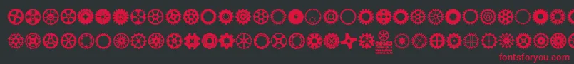 Gears Icons Font – Red Fonts on Black Background