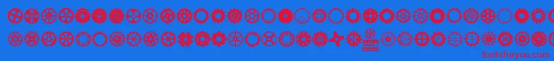 フォントGears Icons – 赤い文字の青い背景