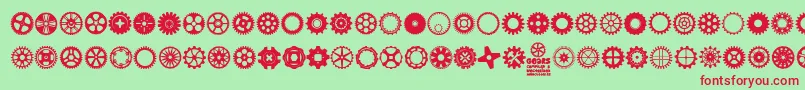 フォントGears Icons – 赤い文字の緑の背景