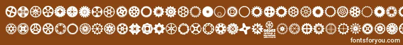 Шрифт Gears Icons – белые шрифты на коричневом фоне