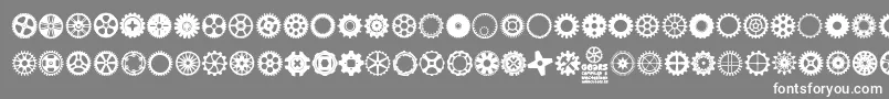 Gears Icons-Schriftart – Weiße Schriften auf grauem Hintergrund