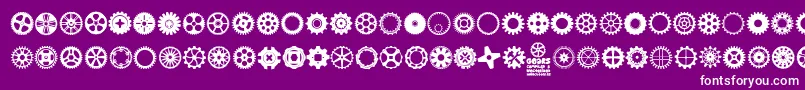 Czcionka Gears Icons – białe czcionki na fioletowym tle