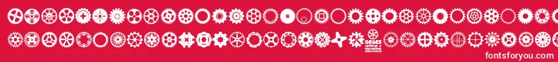 fuente Gears Icons – Fuentes Blancas Sobre Fondo Rojo