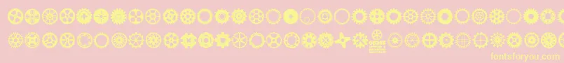 Fonte Gears Icons – fontes amarelas em um fundo rosa