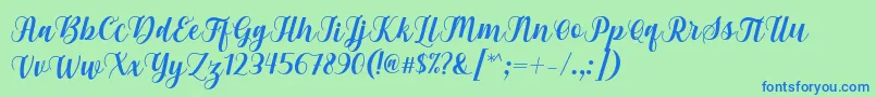 Gebrina Font by Keithzo 7NTypes Font – Blue Fonts on Green Background