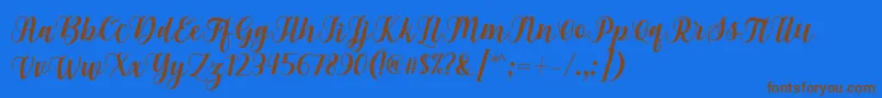 Gebrina Font by Keithzo 7NTypes Font – Brown Fonts on Blue Background