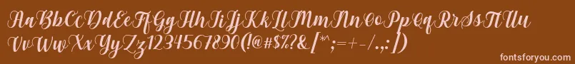 Gebrina Font by Keithzo 7NTypes-Schriftart – Rosa Schriften auf braunem Hintergrund