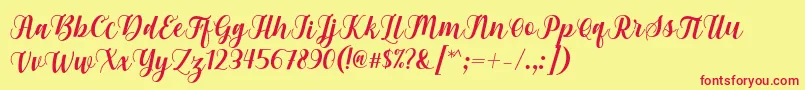 Gebrina Font by Keithzo 7NTypes Font – Red Fonts on Yellow Background