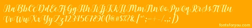 Więcej informacji o czcionce Gebrina Font by Keithzo 7NTypes Czcionka Gebrina Font by Keithzo 7NTypes – żółte czcionki na pomarańczowym tle